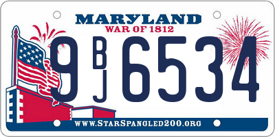 MD license plate 9BJ6534