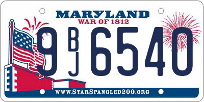 MD license plate 9BJ6540