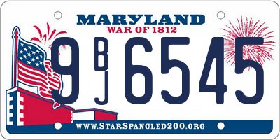 MD license plate 9BJ6545