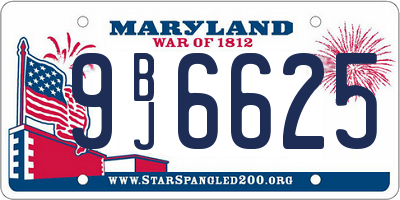 MD license plate 9BJ6625