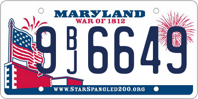 MD license plate 9BJ6649