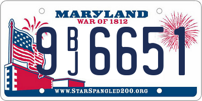 MD license plate 9BJ6651