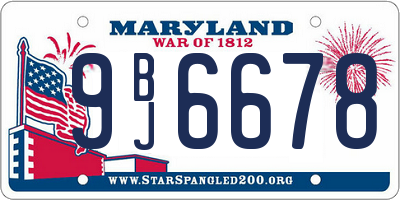 MD license plate 9BJ6678