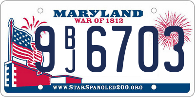 MD license plate 9BJ6703