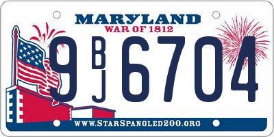 MD license plate 9BJ6704