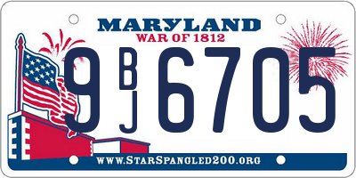 MD license plate 9BJ6705