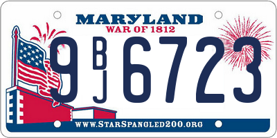 MD license plate 9BJ6723