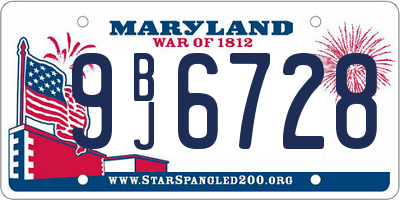 MD license plate 9BJ6728