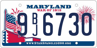 MD license plate 9BJ6730