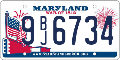 MD license plate 9BJ6734