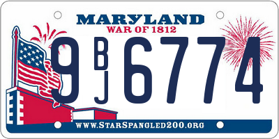MD license plate 9BJ6774