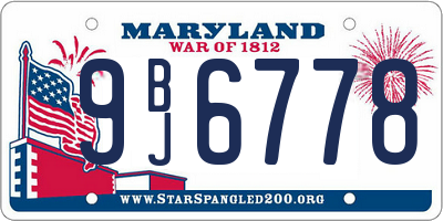 MD license plate 9BJ6778
