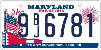 MD license plate 9BJ6781