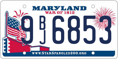 MD license plate 9BJ6853