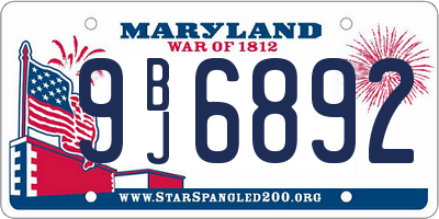 MD license plate 9BJ6892