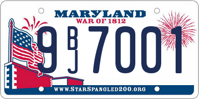 MD license plate 9BJ7001