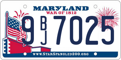 MD license plate 9BJ7025