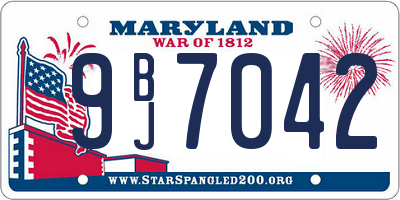 MD license plate 9BJ7042