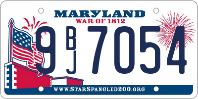 MD license plate 9BJ7054