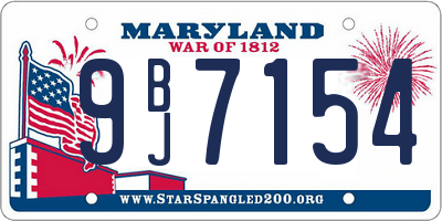 MD license plate 9BJ7154