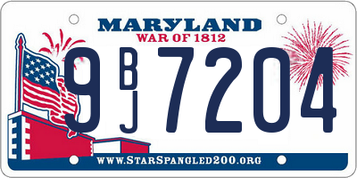 MD license plate 9BJ7204