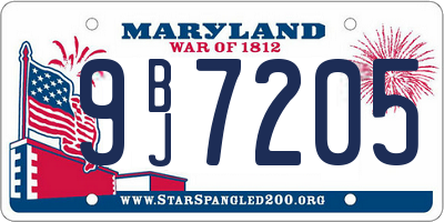 MD license plate 9BJ7205