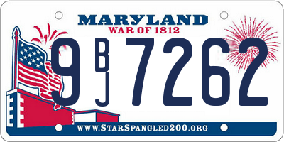 MD license plate 9BJ7262