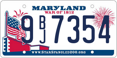 MD license plate 9BJ7354