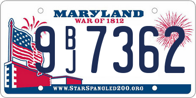 MD license plate 9BJ7362