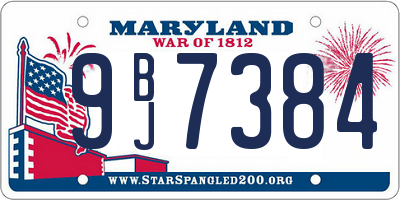 MD license plate 9BJ7384