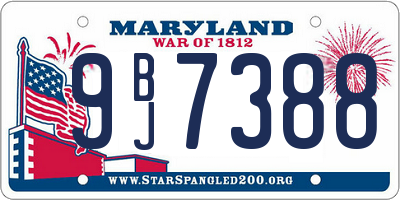 MD license plate 9BJ7388
