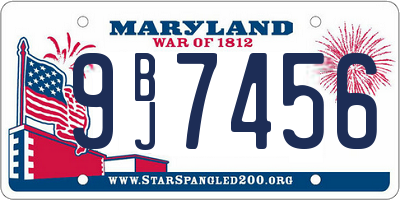 MD license plate 9BJ7456