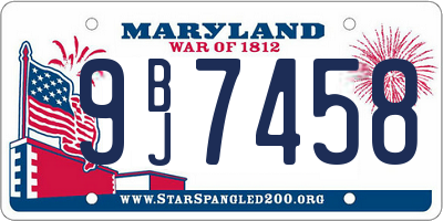 MD license plate 9BJ7458