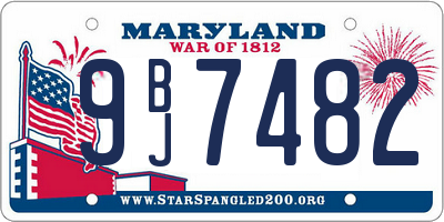 MD license plate 9BJ7482