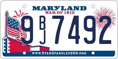 MD license plate 9BJ7492