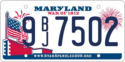 MD license plate 9BJ7502