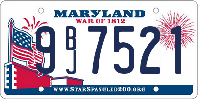 MD license plate 9BJ7521