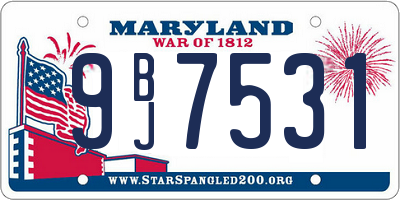 MD license plate 9BJ7531
