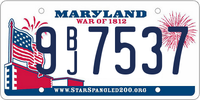 MD license plate 9BJ7537
