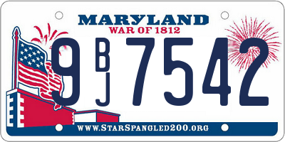 MD license plate 9BJ7542