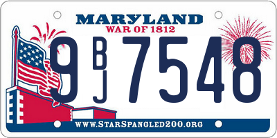 MD license plate 9BJ7548
