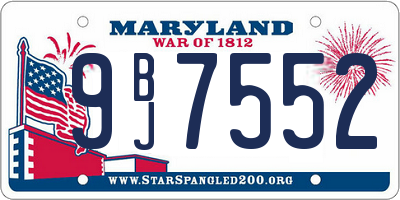 MD license plate 9BJ7552