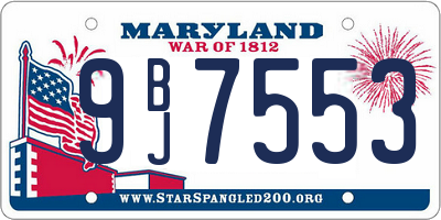 MD license plate 9BJ7553