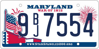 MD license plate 9BJ7554