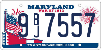 MD license plate 9BJ7557