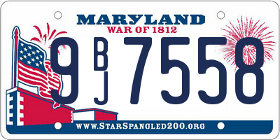 MD license plate 9BJ7558
