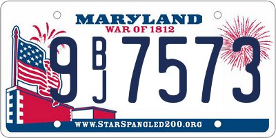 MD license plate 9BJ7573
