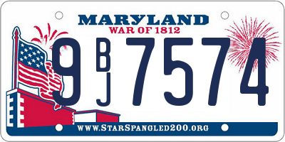 MD license plate 9BJ7574
