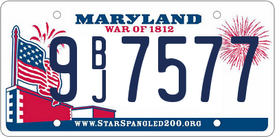 MD license plate 9BJ7577
