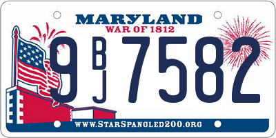 MD license plate 9BJ7582